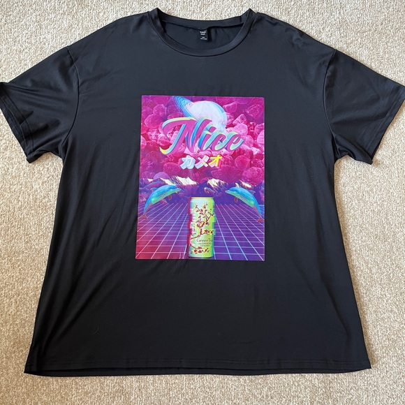 🔥Arizona Green Tea Vapor Wave T-shirt w/Dolphins by SHEIN Curve Size 1X *NWOT - Picture 3 of 7